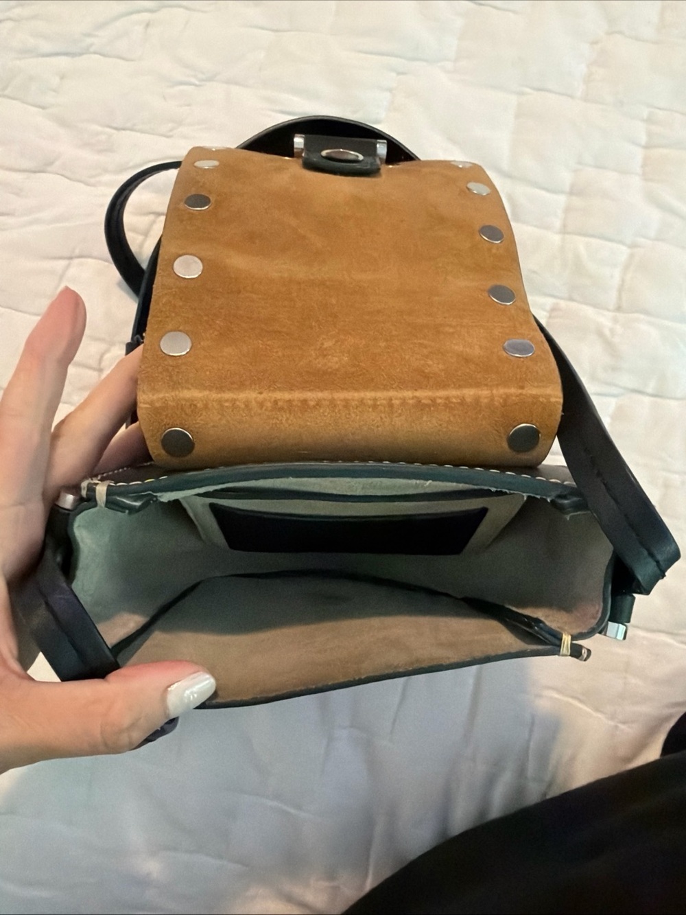 $725 BY MALENE BIRGER Ingrid Small Crossbody Bag Leather Studded - Picture 12 of 15